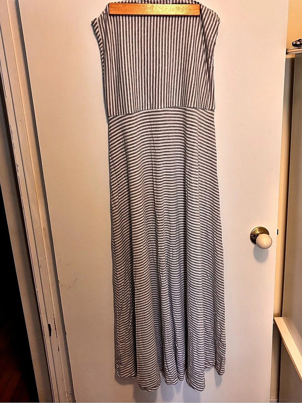 Gap Stripe 4-in-1 Dress Striped Maxi Dress Gray & White Large